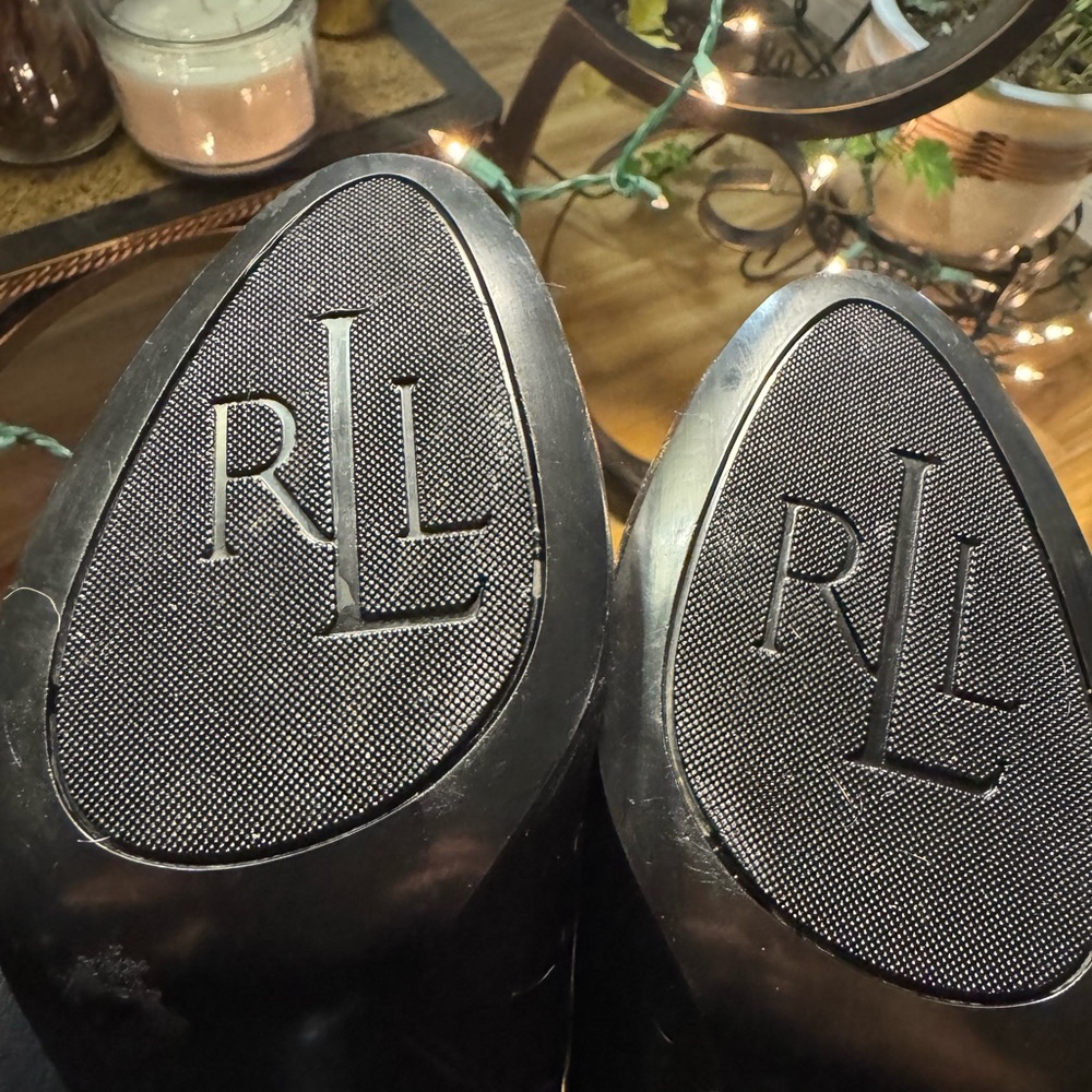 Lauren Ralph Lauren Black Leather Ankle Booties with Side Zip - Picture 13 of 13